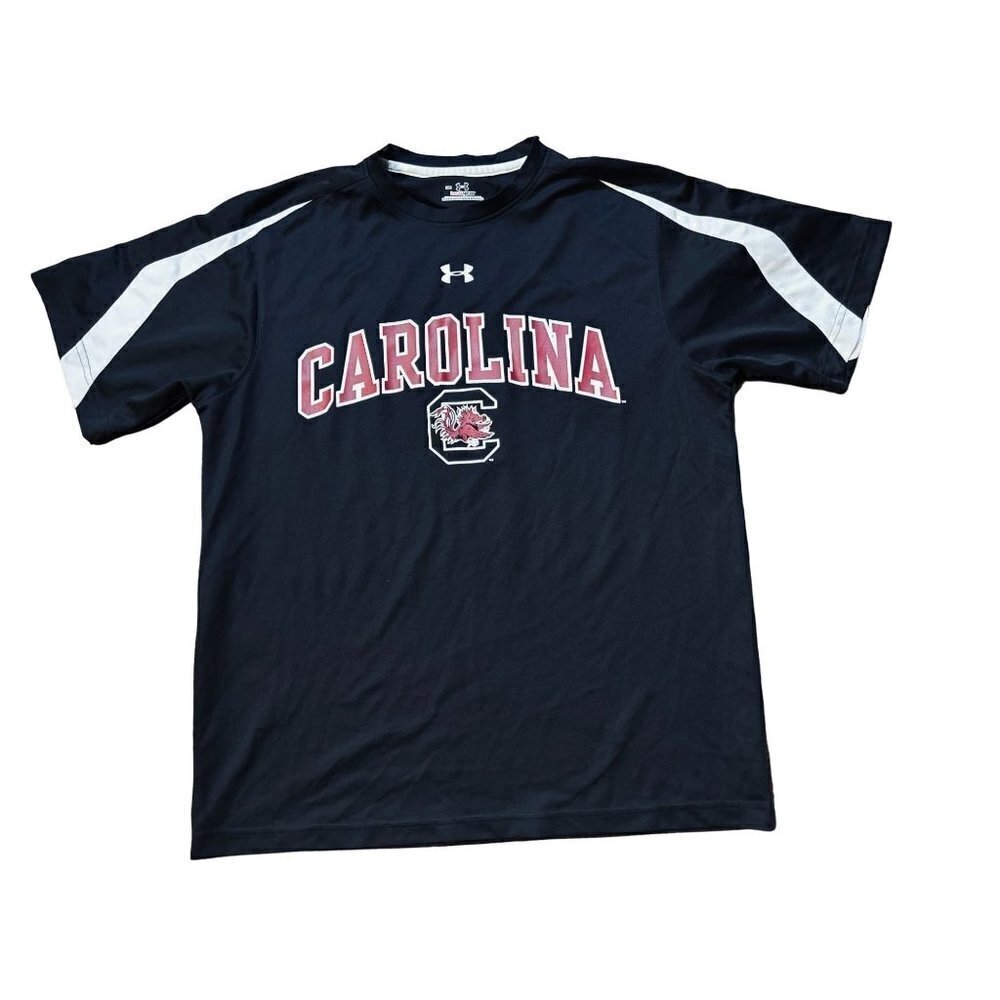 Men's Under Armor CAROLINA Black Red White T-Shirt Tee MED
